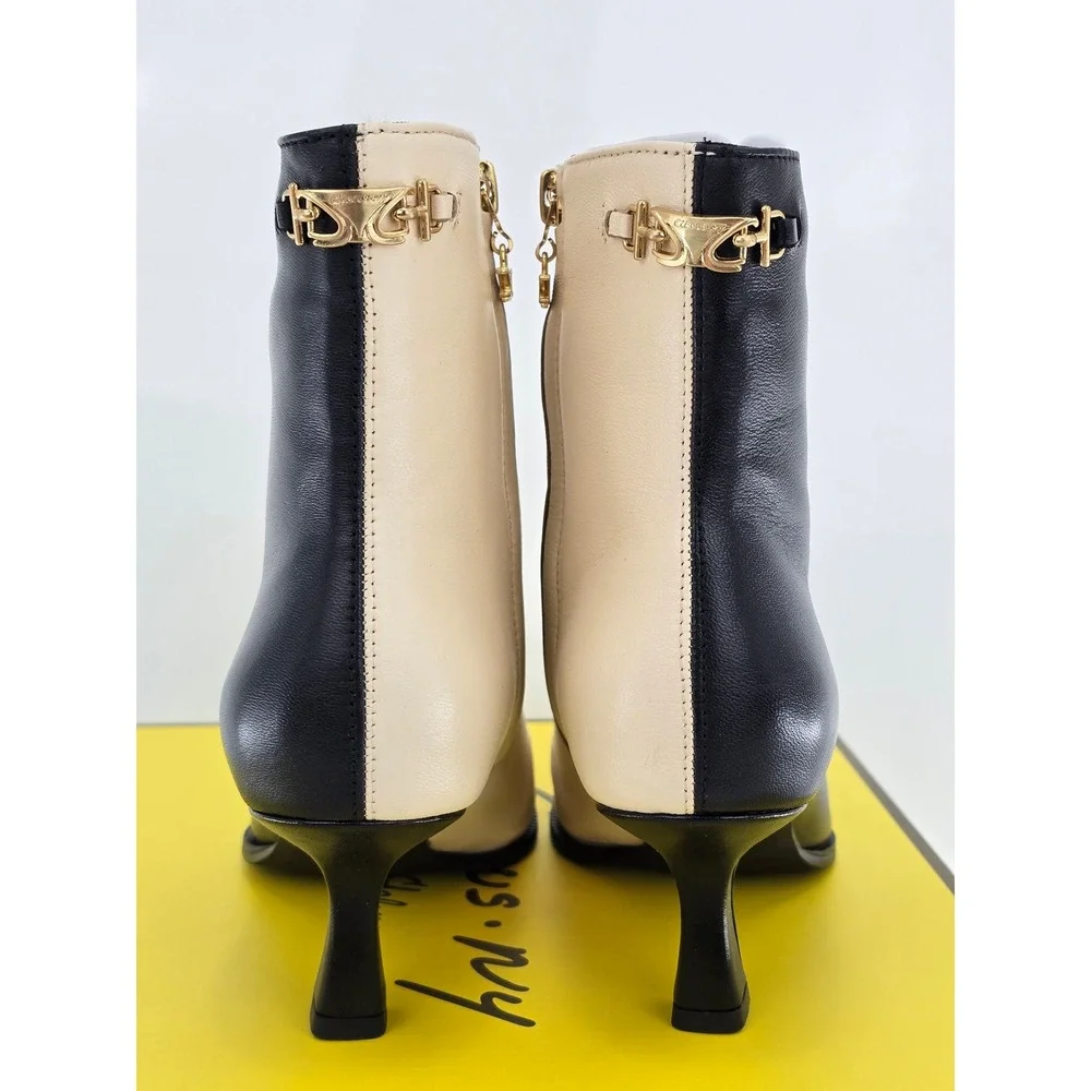 Circus NY Yuki Ankle Boots Women 6 Black Vanilla Two Tone Pointed Toe - New